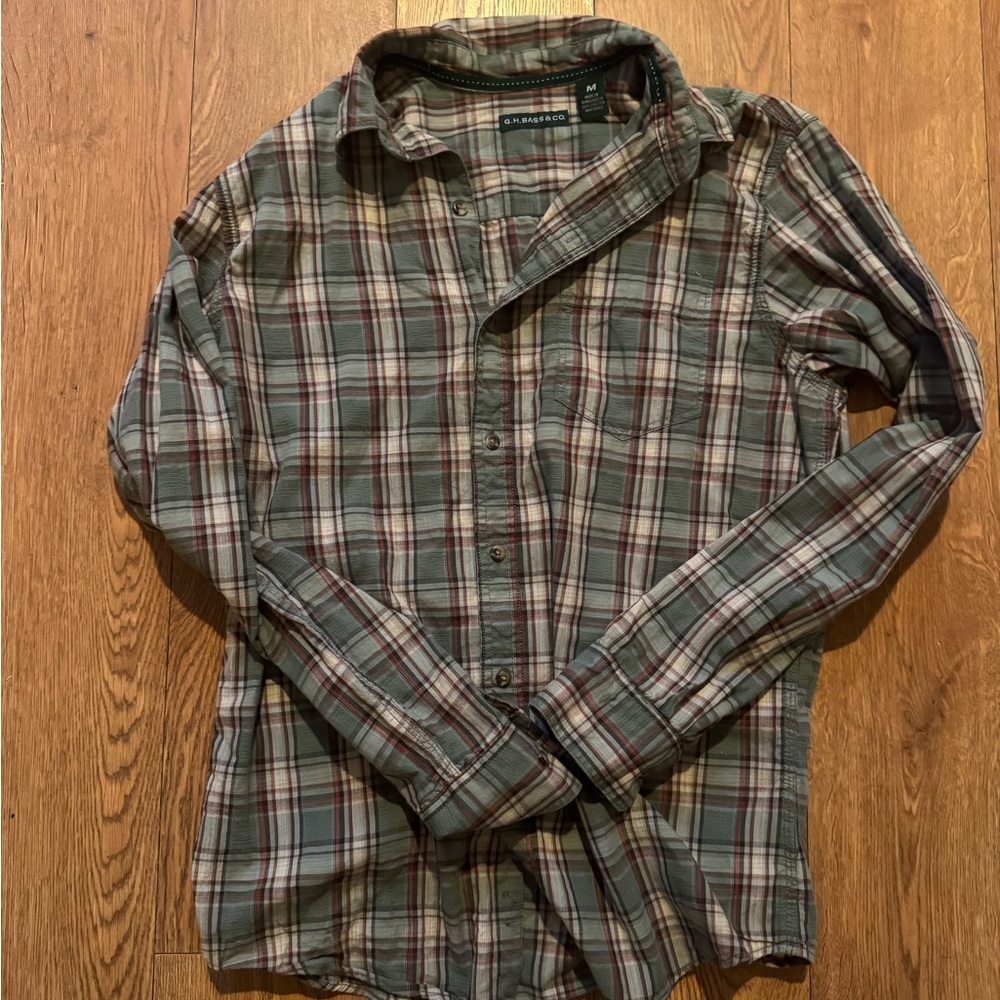 G.H. Bass & Co. Men's Plaid Button-Down Shirt - Green and Brown